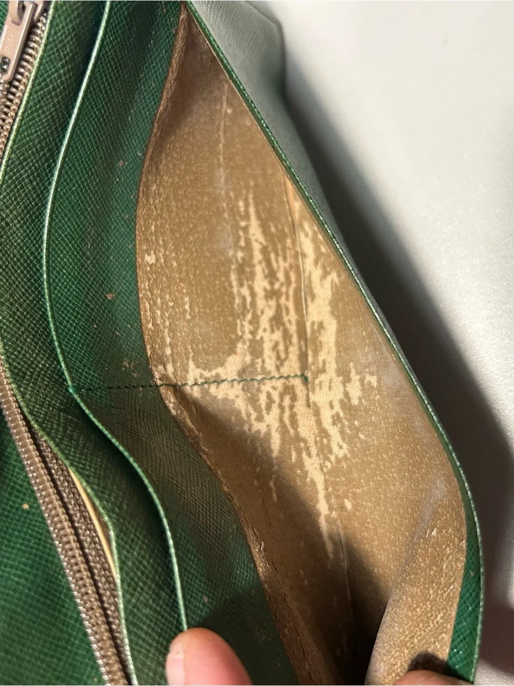 Givenchy Dark Green Leather bifold Wallet Gold Corners